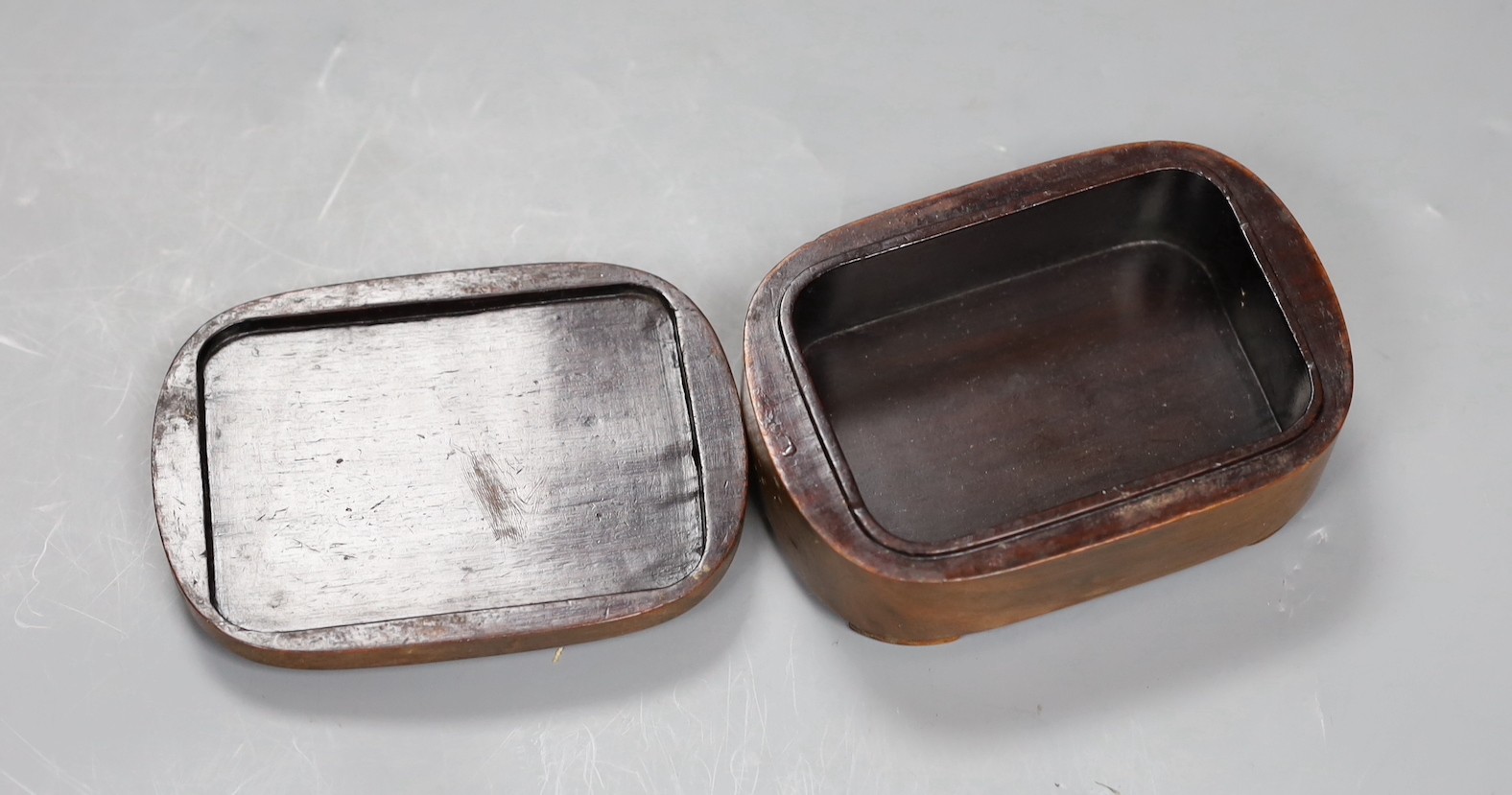 A Chinese hongmu and jade mounted box, 11cm wide